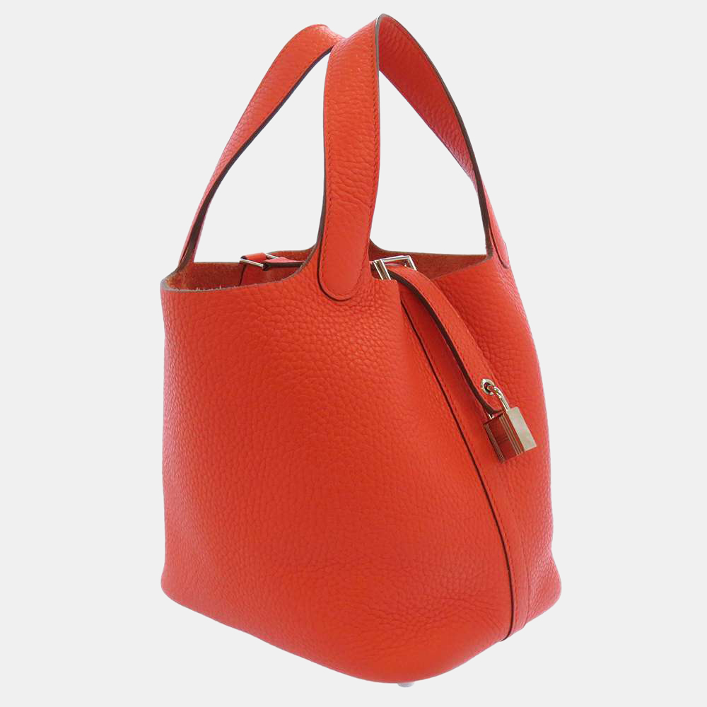 

Hermes Red Clemence Leather Picotin Lock PM Tote Bag