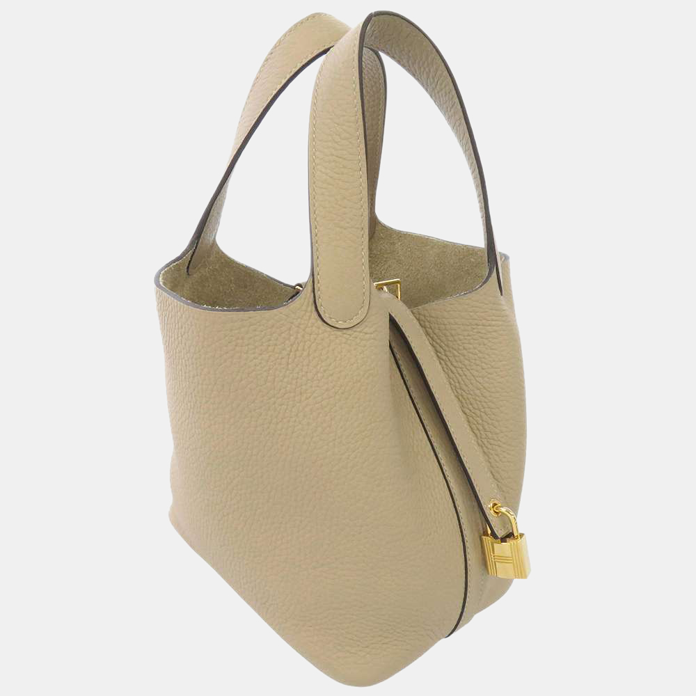 

Hermes Grey Clemence Leather Picotin Lock PM Tote Bag