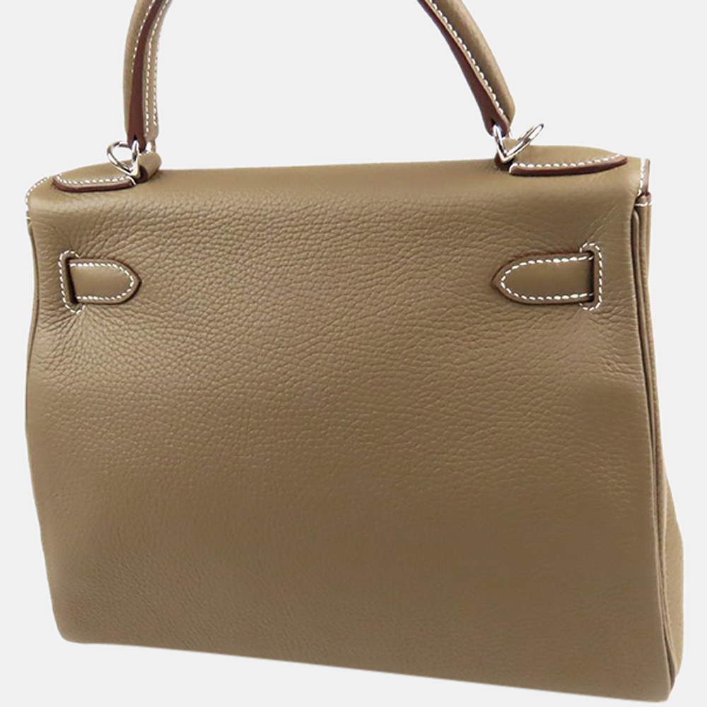 

Hermes Taurillon Clemence Kelly 28 Inside Stitch Etoupe/Silver Z(2021), Brown