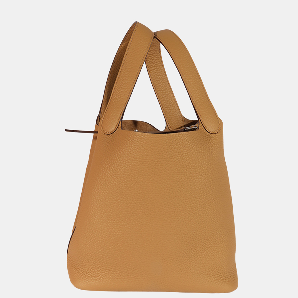 

Hermes Biscuit Clemence Picotin Lock 22 PHW, Brown