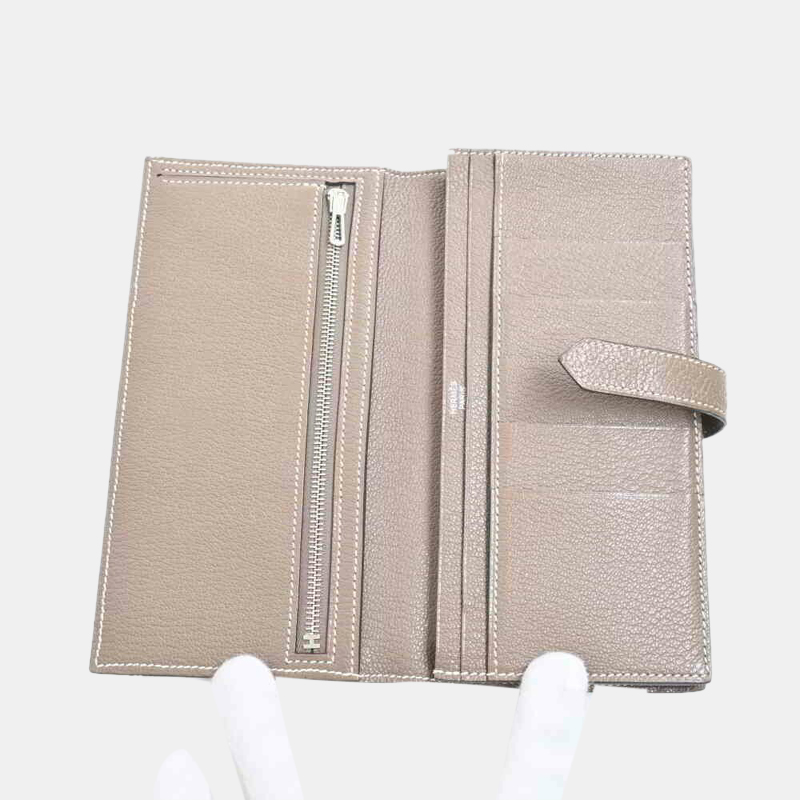 

Hermes Chevre Bearn Souffle Bifold Long Wallet Greige, Grey