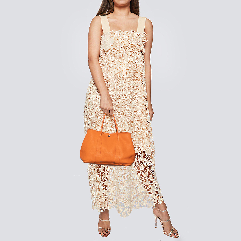 

Hermes Orange Negonda Leather Garden Party 36 Tote