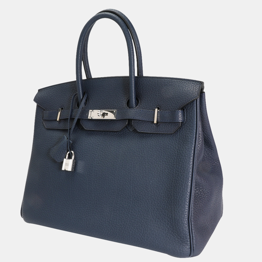 

Hermes Bleu Obscurs Fjord Birkin 35 PHW, Navy blue