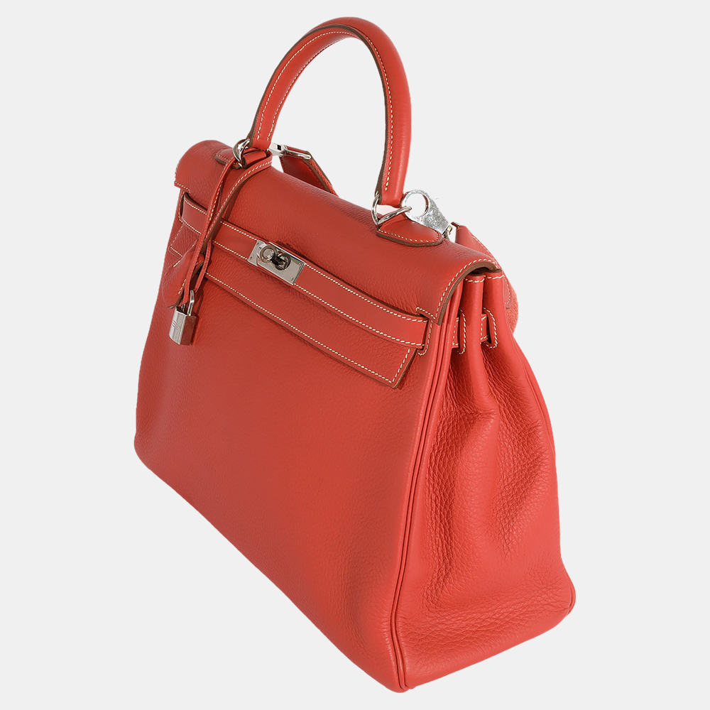 

Hermes Blush Clemence Retourne Kelly 35 PHW, Red