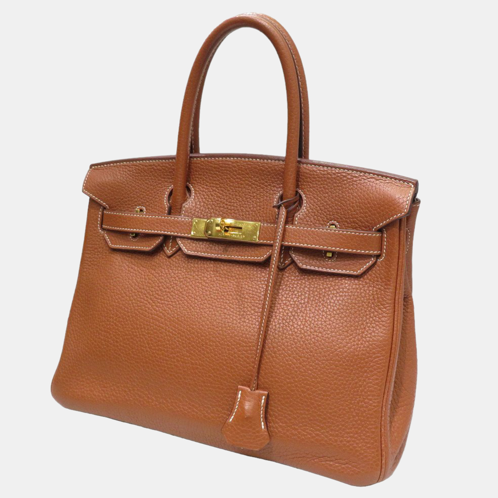 

Hermes Birkin 30 handbag Cognac/G metal fittings Taurillon I stamp, Brown