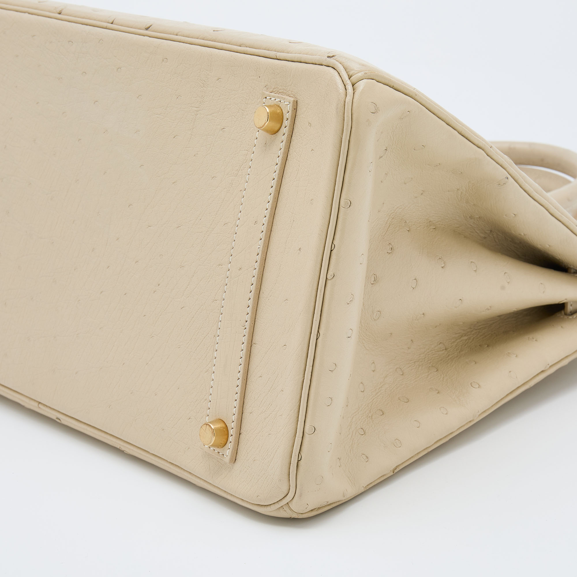 Hermes Parchemin Off White Gold Ostrich Sellier Kelly 25 Handbag Bag –  MAISON de LUXE