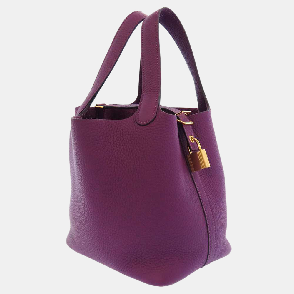 

Hermes Purple Taurillon Clemence Leather Picotin Lock PM Tote Bag