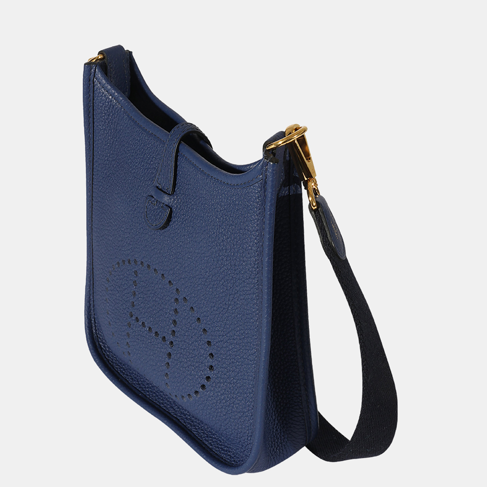 

Hermes Bleu Saphir Taurillon Maurice Evelyne TPM GHW, Blue