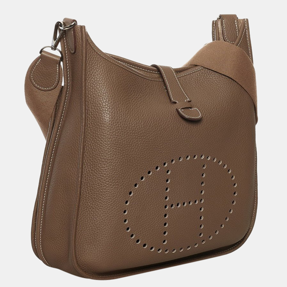 

Hermes Evelyn GM Shoulder Bag Etoupe Taurillon Clemence Women's Hermes, Brown