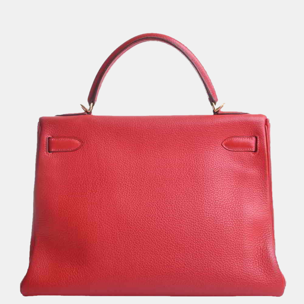 

Hermes Taurillon Clemence Kelly 32 Handbag Red