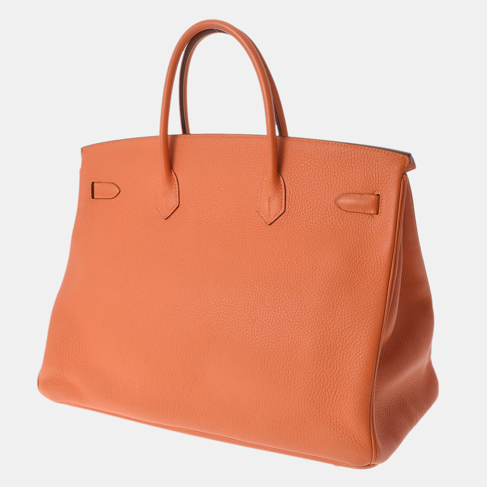 

Hermes Orange Taurillon Clemence Leather Gold Hardware Birkin 40 Bag