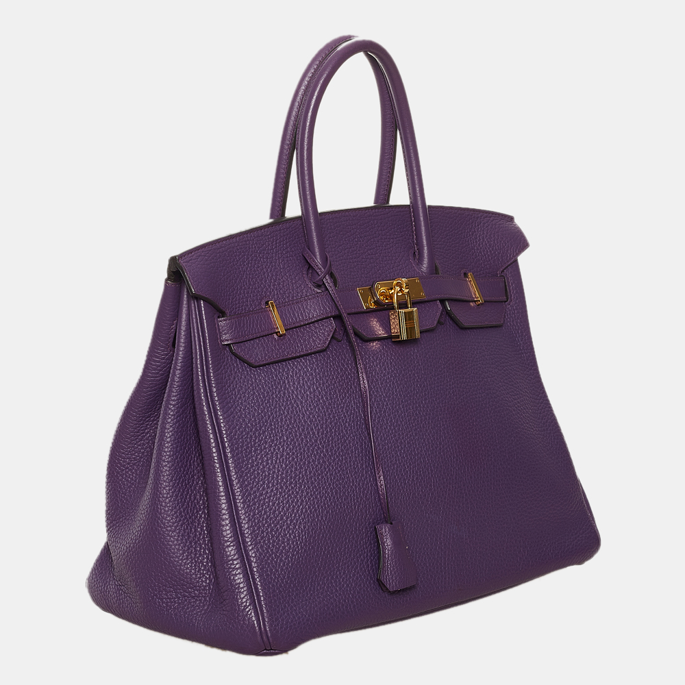 

Hermes Purple Taurillon Clemence Birkin 35