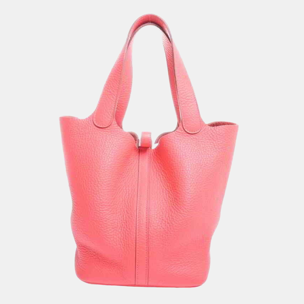 

Hermes Taurillon Clemence Picotin Lock MM Handbag Red