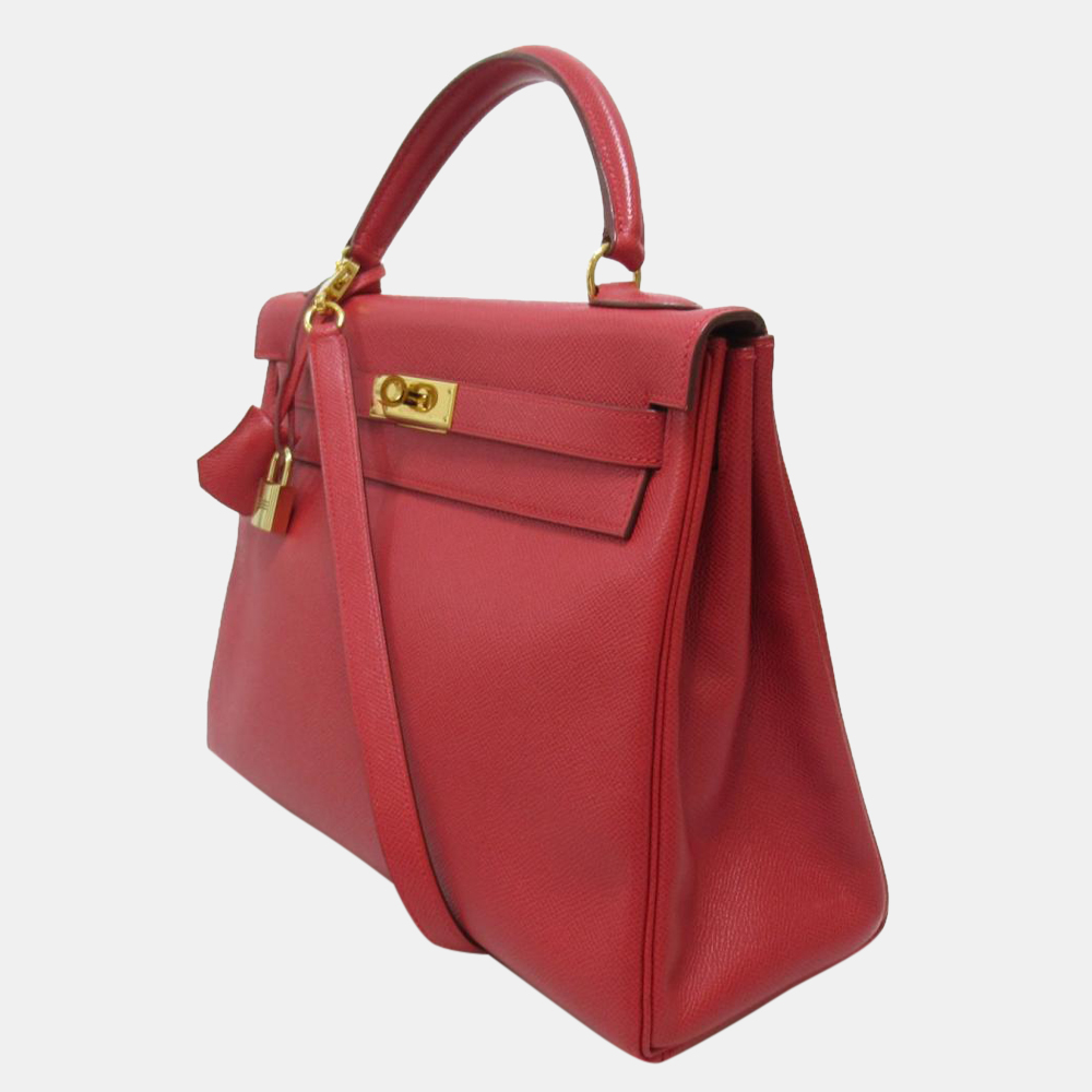 

Hermes Red Courchevel Leather Gold Hardware Kelly Retourne 32 Bag