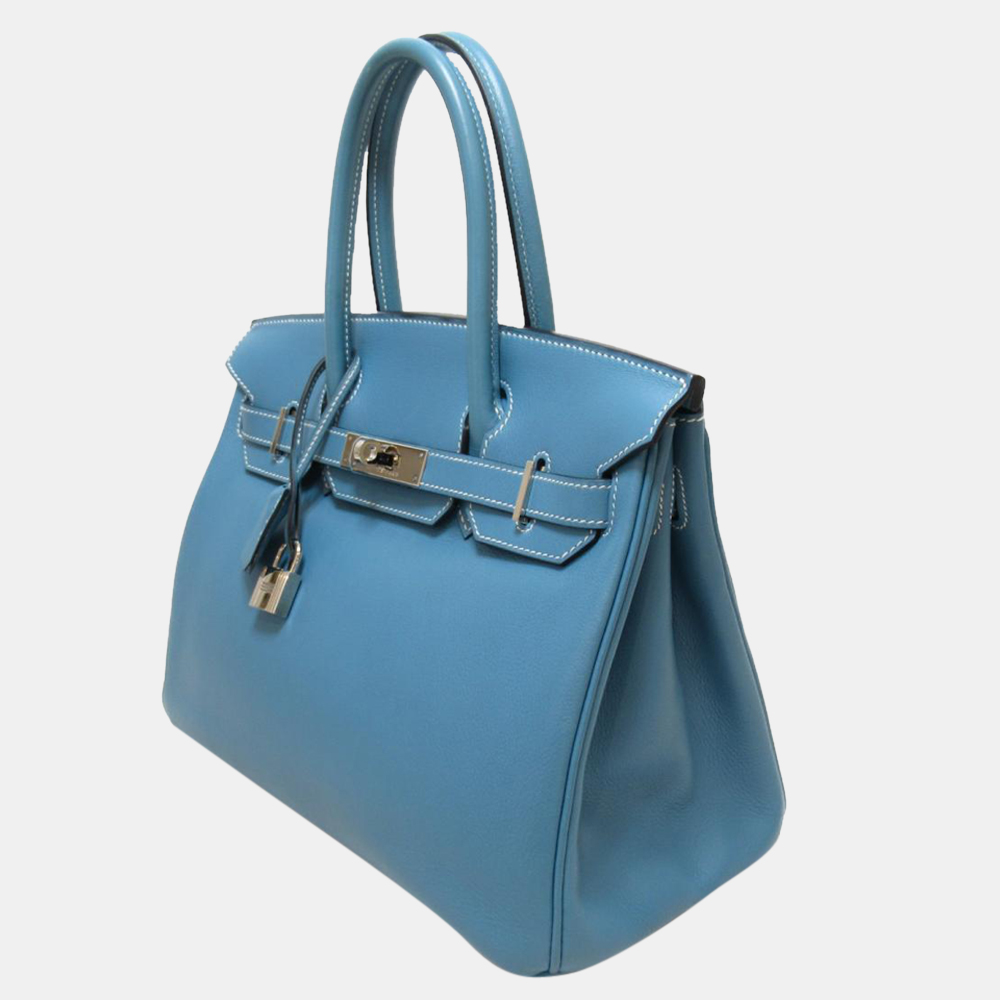 

Hermes Blue Swift Leather Palladium Hardware Birkin 30 Bag