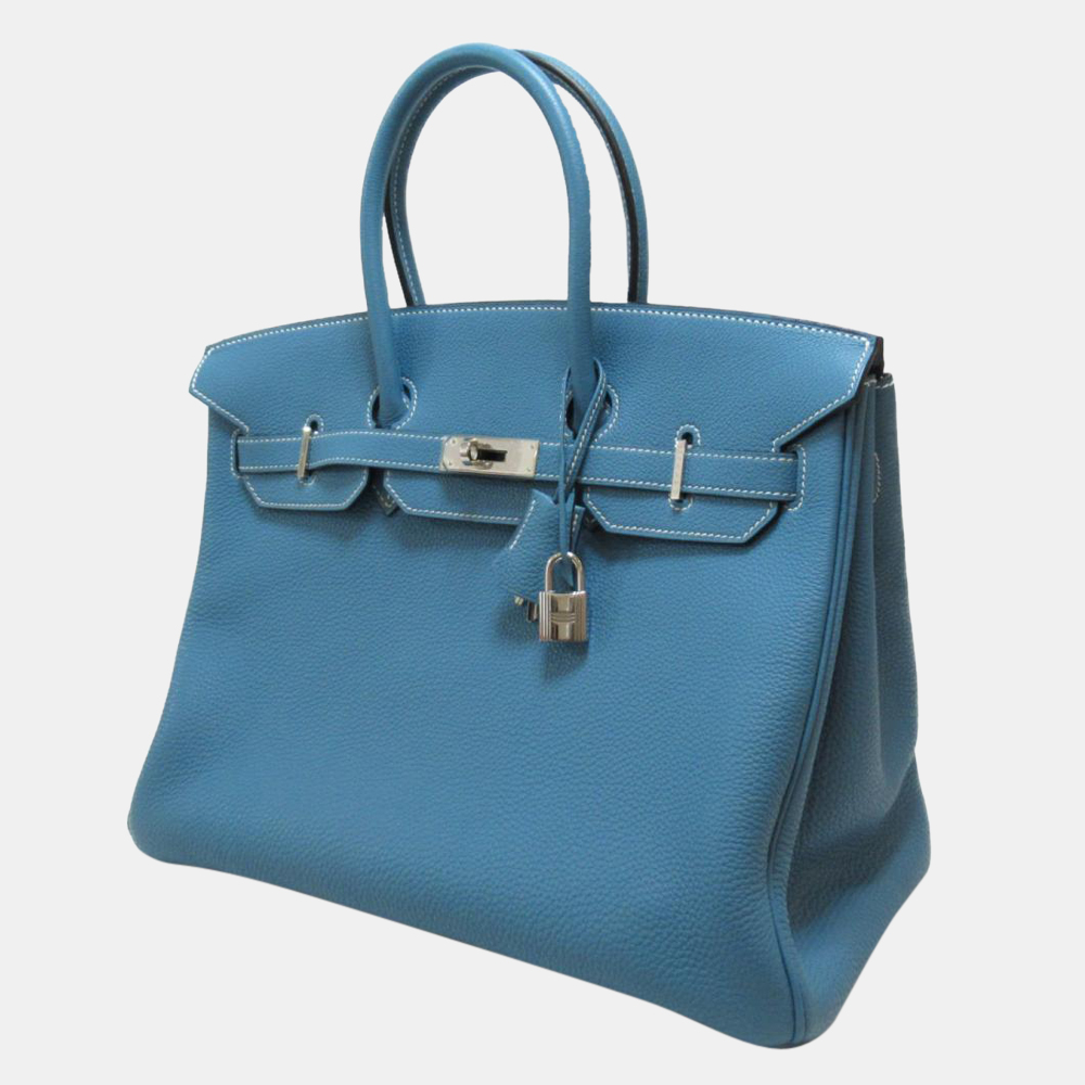 

Hermes Blue Togo Leather Palladium Hardware Birkin 35 Bag