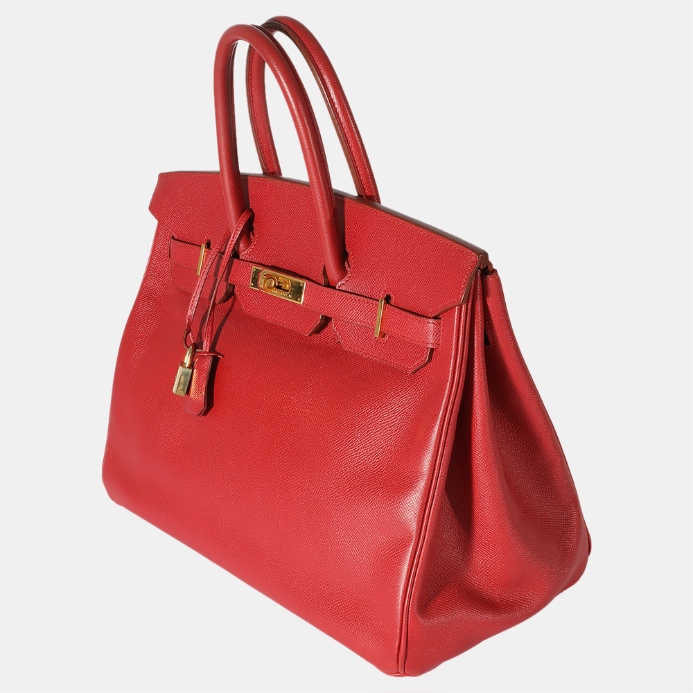 

Hermes Vintage Rouge Vif Courchevel Birkin 35 GHW, Red