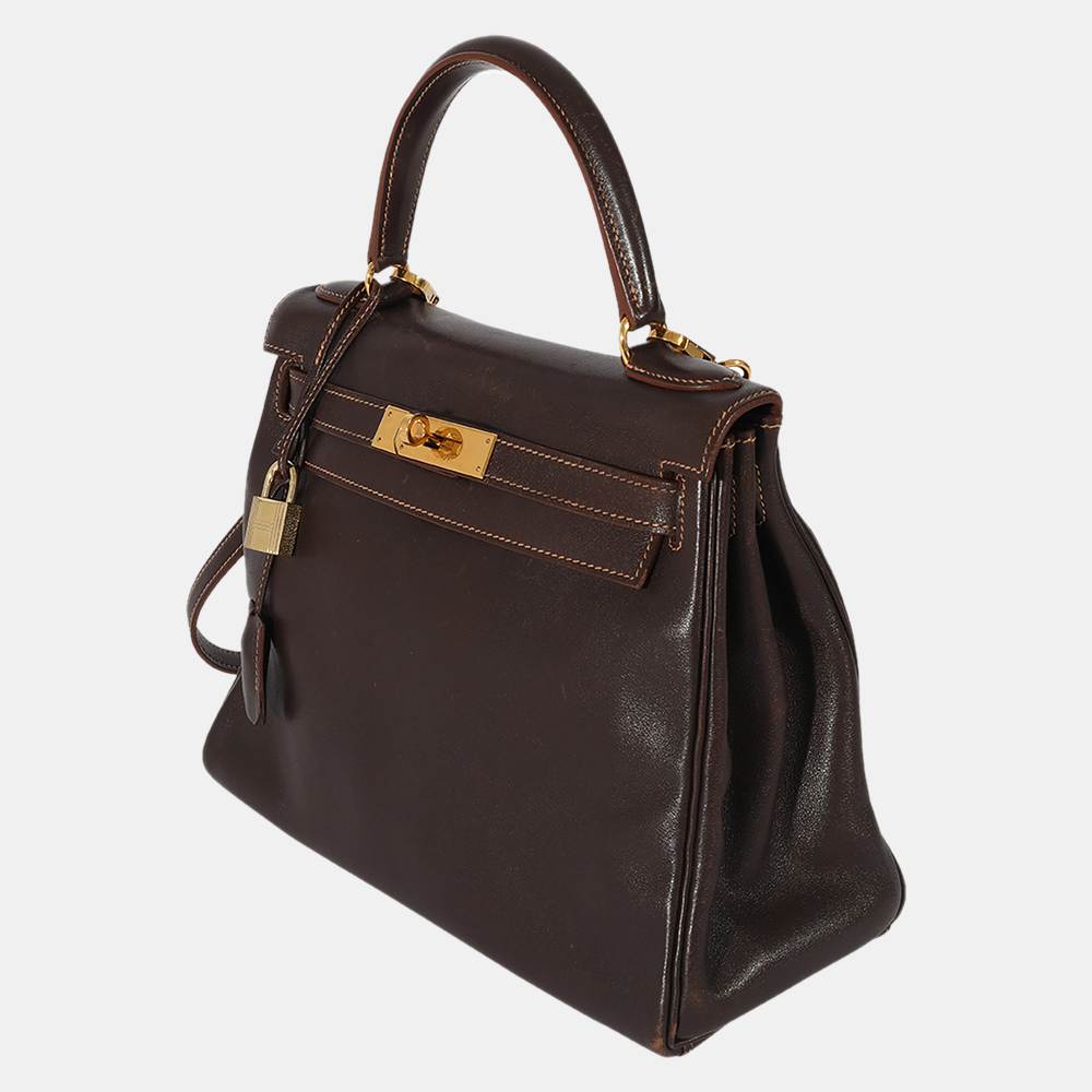 

Hermes Vintage Havane Gulliver Kelly 28 GHW, Brown