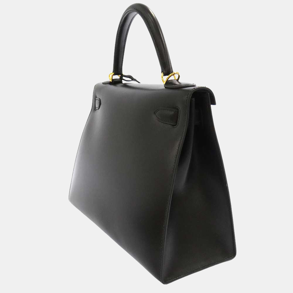 

Hermes Black Box Calf Leather Gold Hardware Kelly 28 Sellier Bag