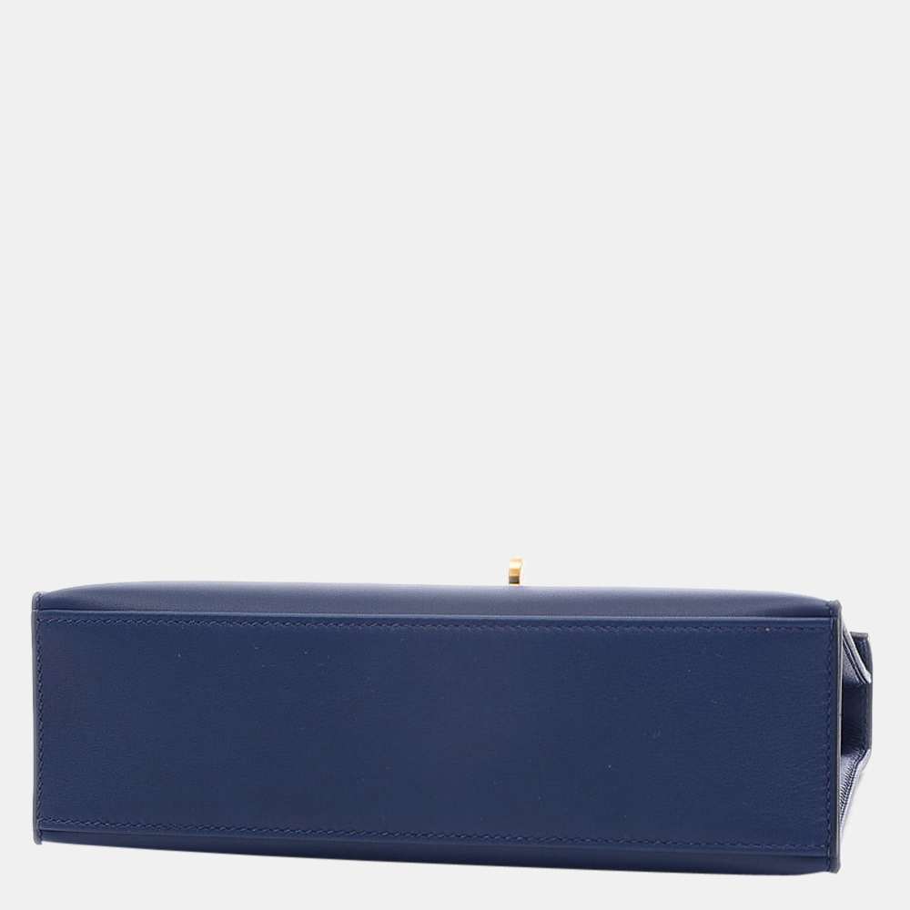 

Hermes Pochette Kelly Swift Shoulder Bag Bleu Nuit Gold Hardware Z Engraved, Blue