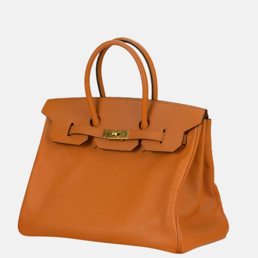 

Hermes Orange Epsom Leather Gold Hardware Birkin 35 Bag