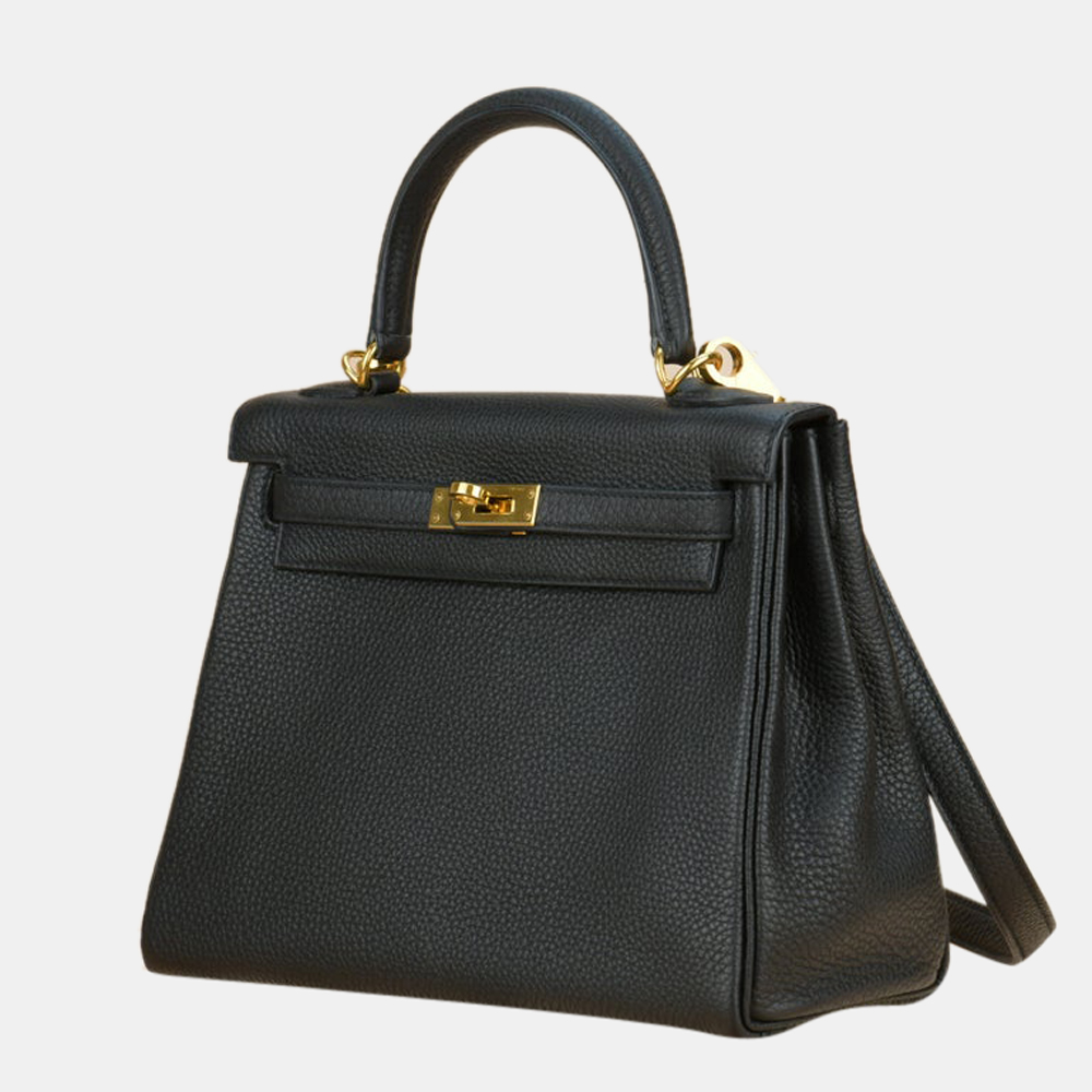 

Hermes Black Togo Leather Gold Hardware Kelly 25 Bag