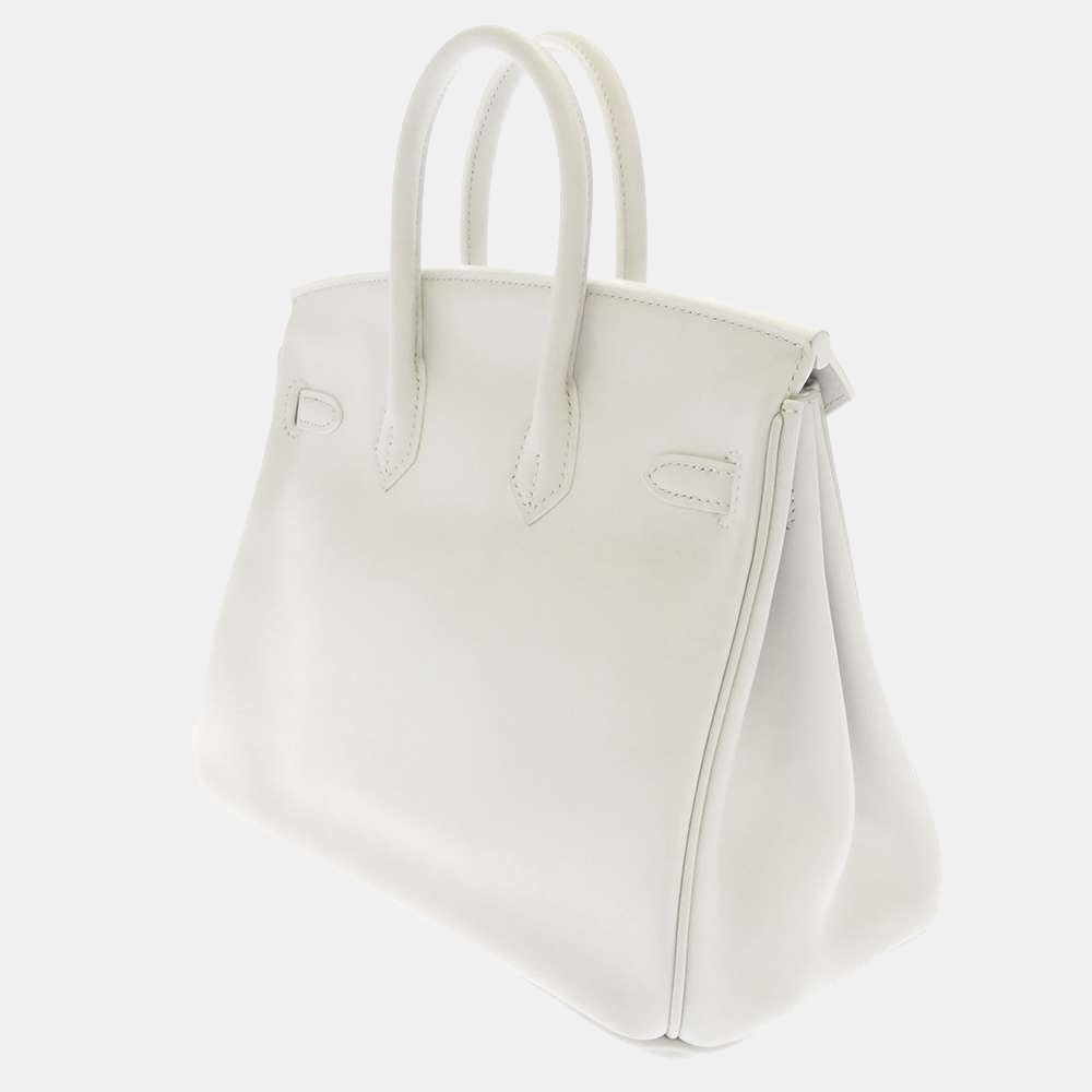

Hermes White Swift Leather Palladium Hardware Birkin 25 Bag