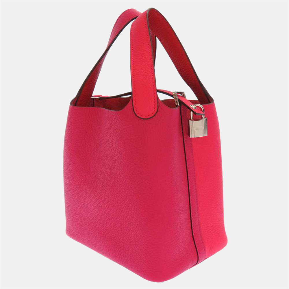 

Hermes Pink Taurillon Clemence Leather Casaque 2 Picotin Lock PM Tote Bag