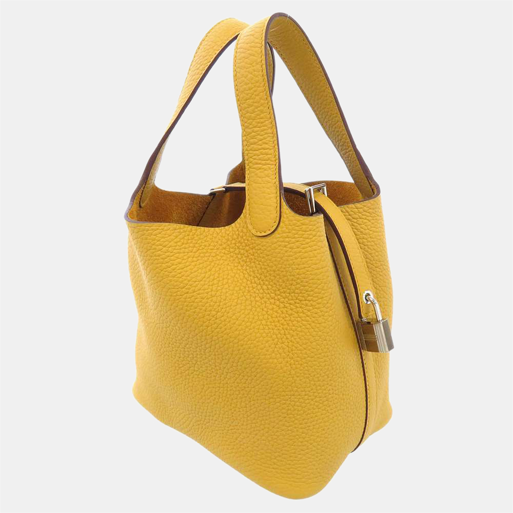 

Hermes Orange Taurillon Clemence Leather Picotin Lock PM Tote Bag