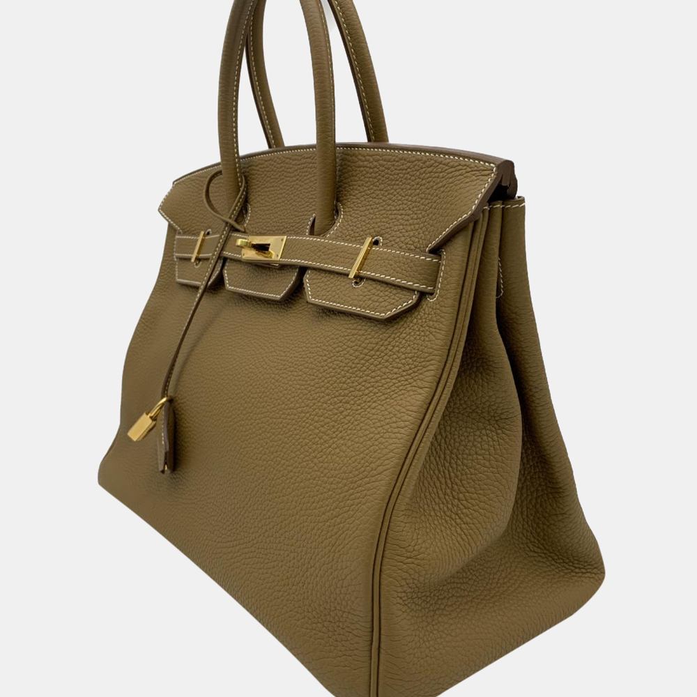 

Hermes Beige Clemence Leather Gold Hardware Birkin 35 Bag
