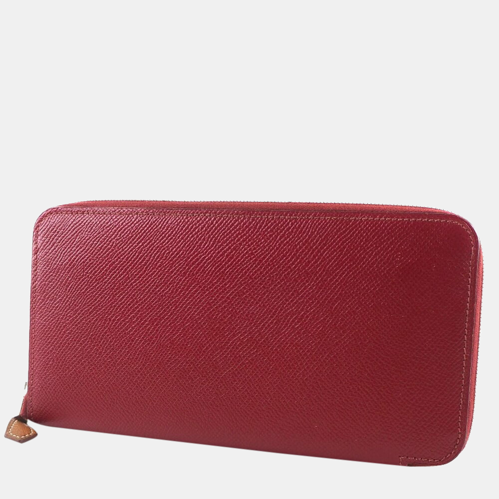 

Hermes Azap Silk In Vaux Epson x Rouge Red X Unisex Long Wallet