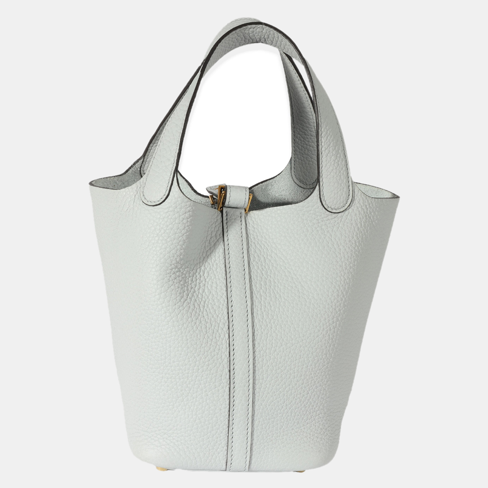

Hermes Clemence Bleu Pale Picotin 18 GHW, Grey