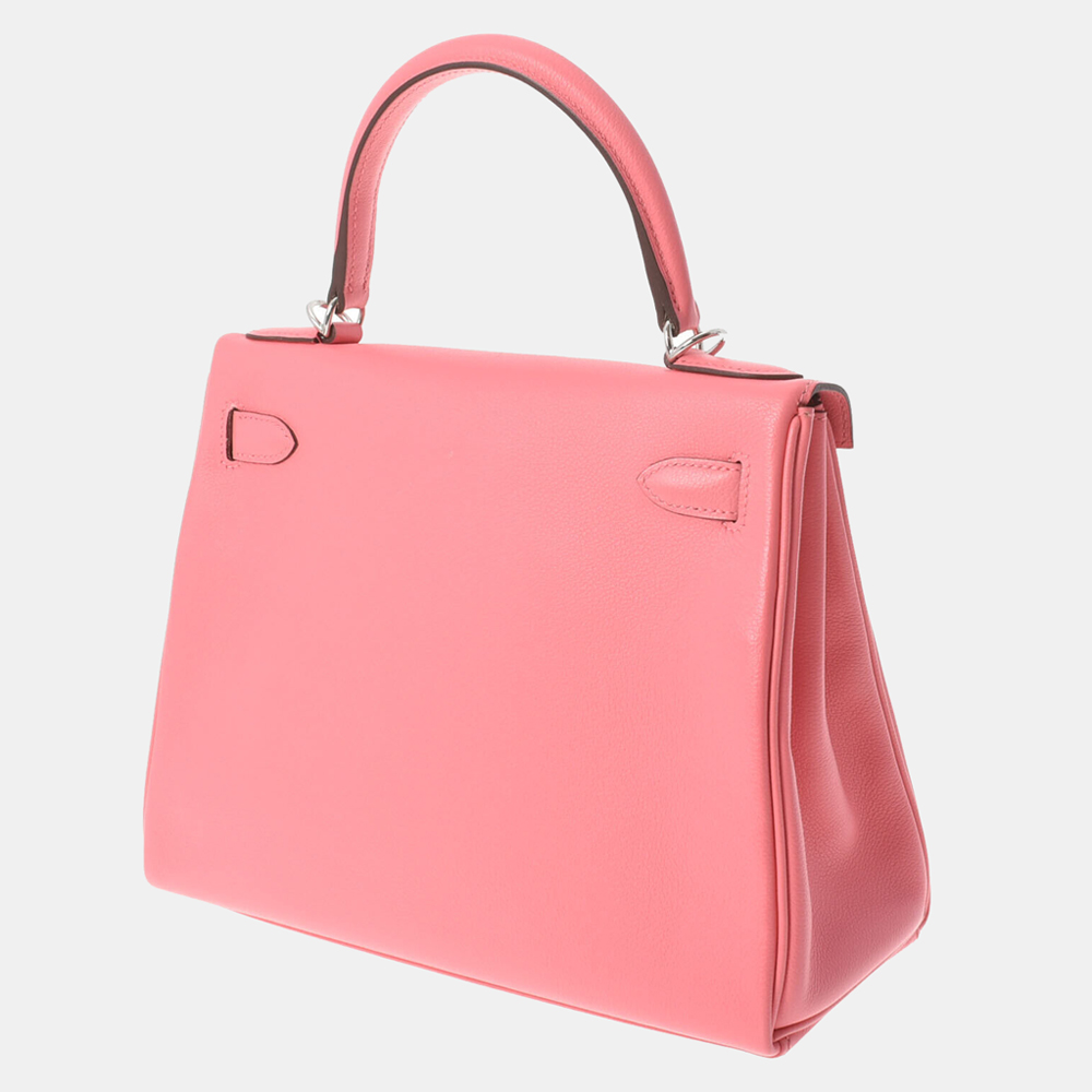 

Hermes Pink Evercolor Leather Palladium Hardware Kelly 28 Bag