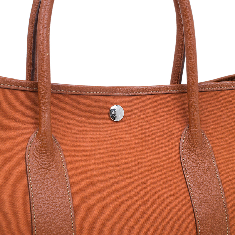 Hermes Garden Party Tote Toile and Leather 49 Orange 12293827