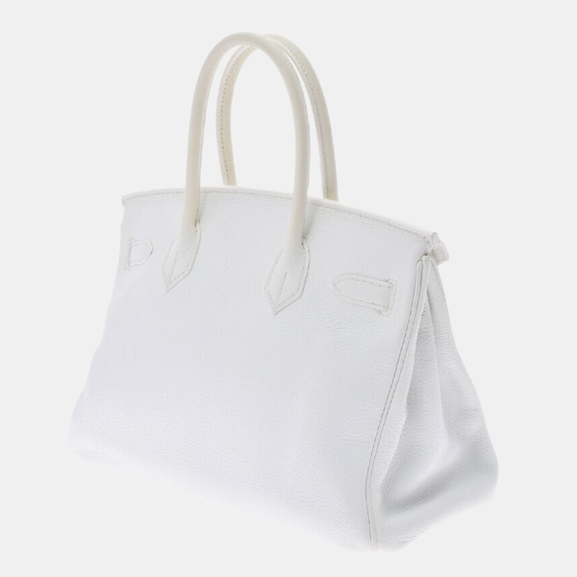 

Hermes White Taurillon Clemence Leather Palladium Hardware Birkin 30 Bag