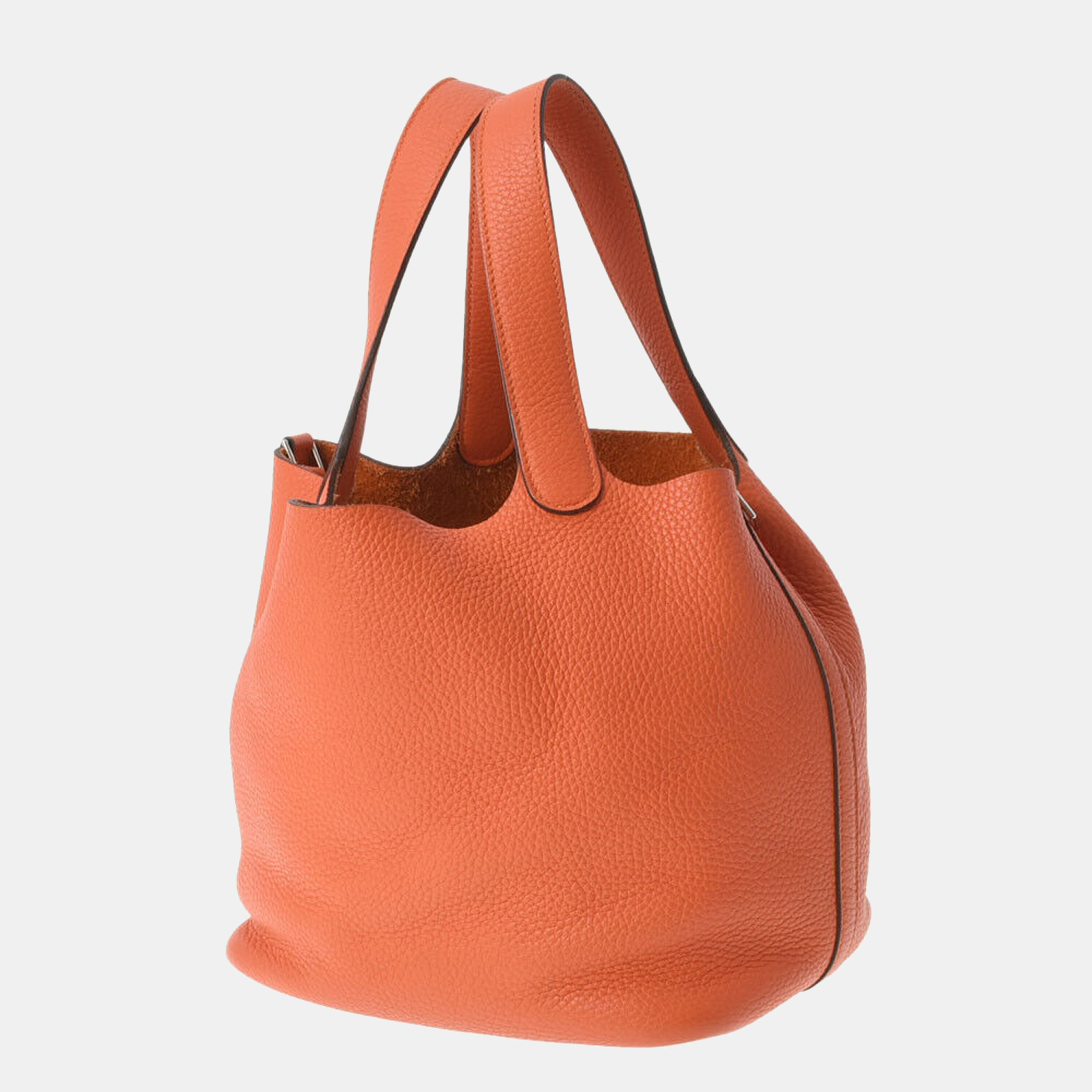 

Hermes Orange Taurillon Clemence Leather Picotin Lock MM Tote Bag