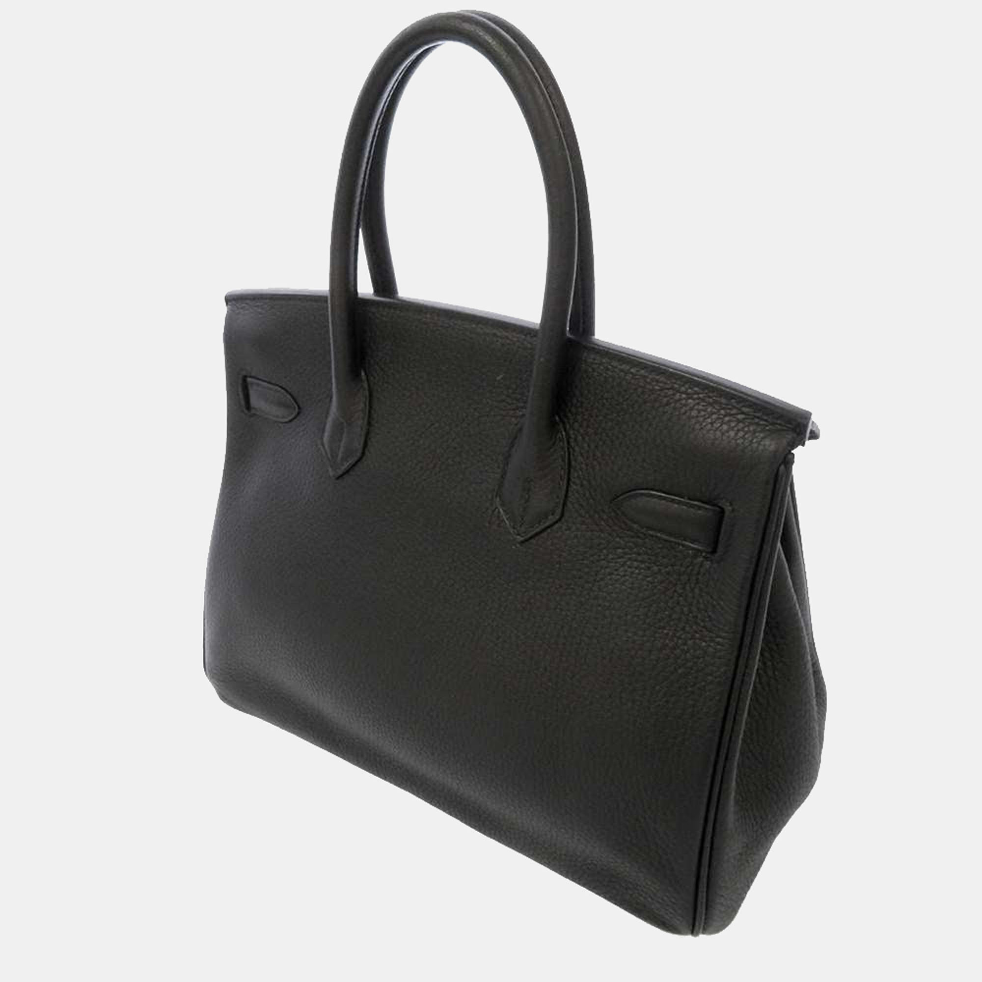 

Hermes Black Taurillon Clemence Leather Palladium Hardware Birkin 30 Bag