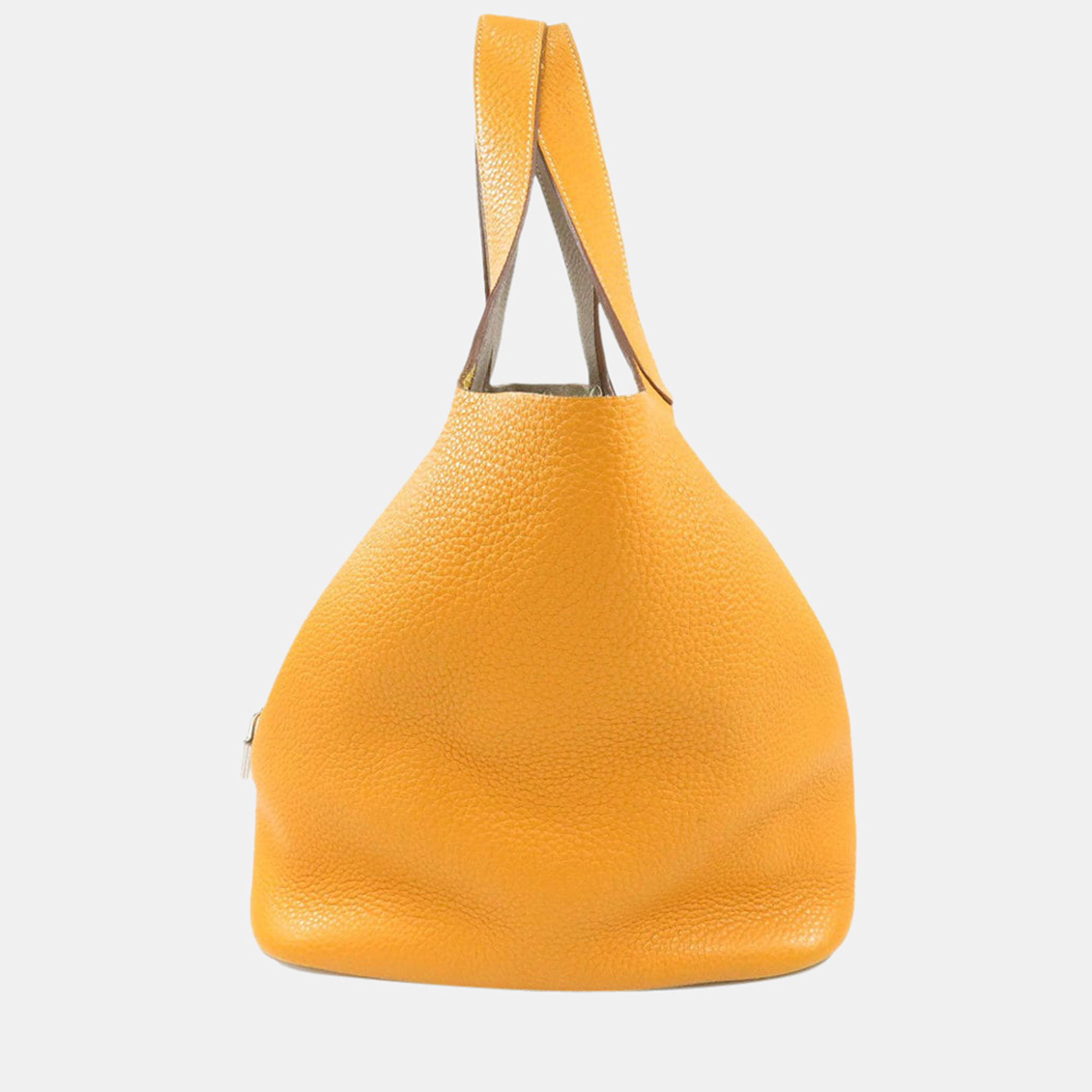 

Hermes Picotin Lock GM Kazak Yellow Handbag Taurillon Women's, Brown