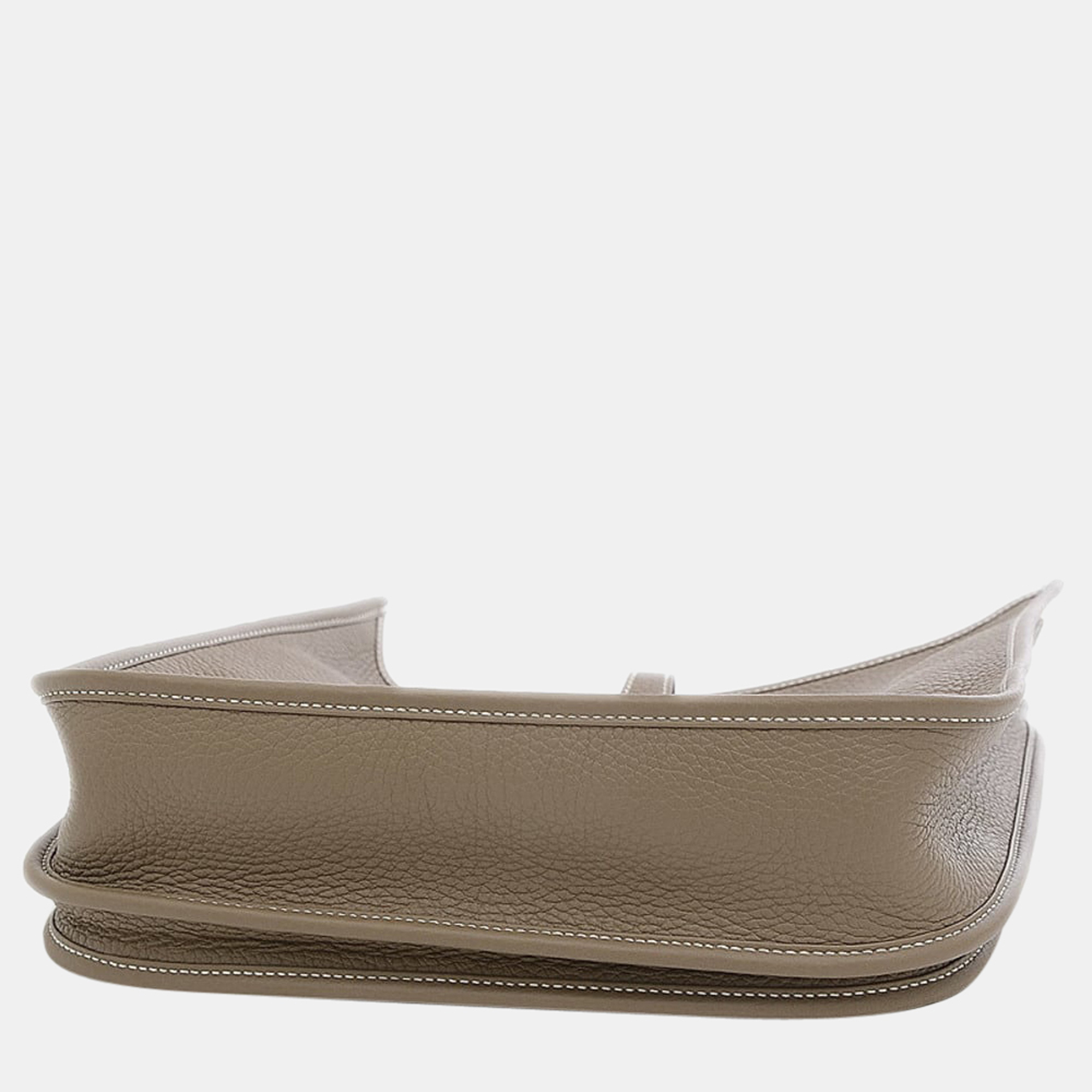 

Hermes Evelyn 3 PM Taurillon Etoupe Gold Hardware Shoulder Bag, Grey