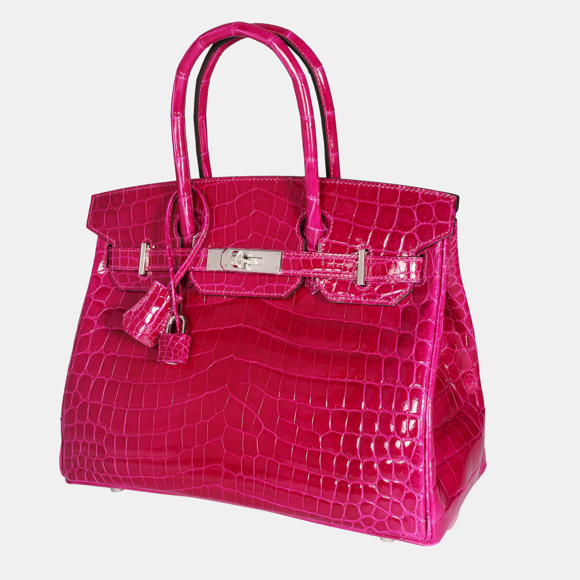 

Hermes Rose Pourpre Shiny Niloticus Crocodile Birkin 30 PHW, Pink