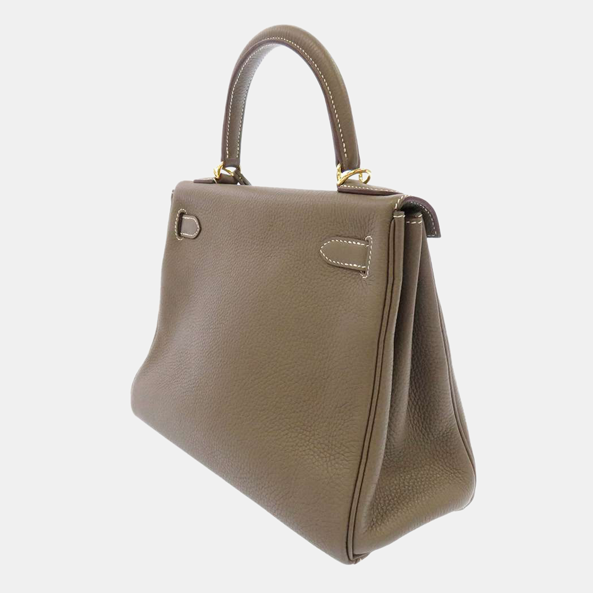 

Hermes Grey Taurillon Clemence Leather Gold Hardware Kelly 28 Bag