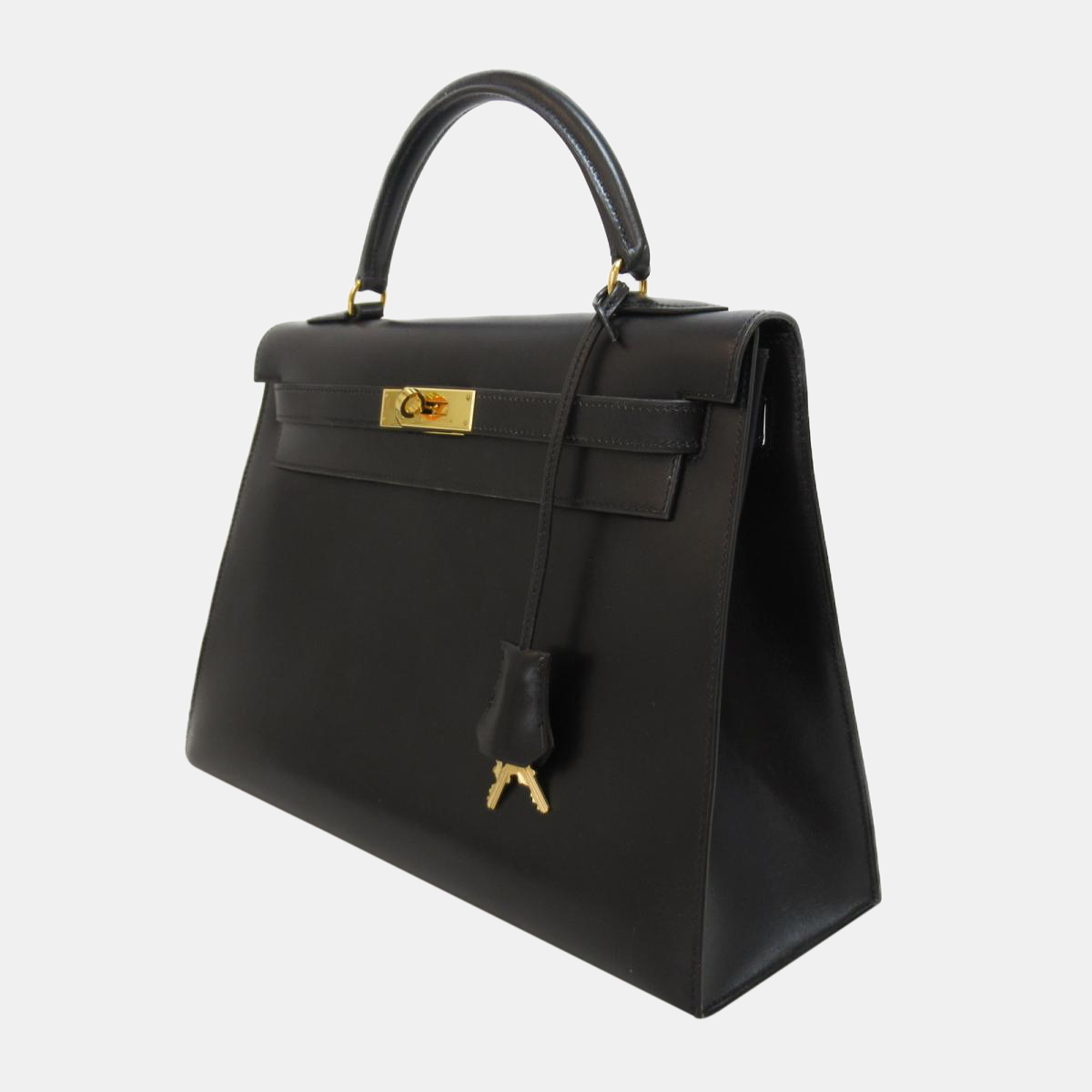 

Hermes Black Box Calf Leather Gold Hardware Kelly 32 Sellier Bag