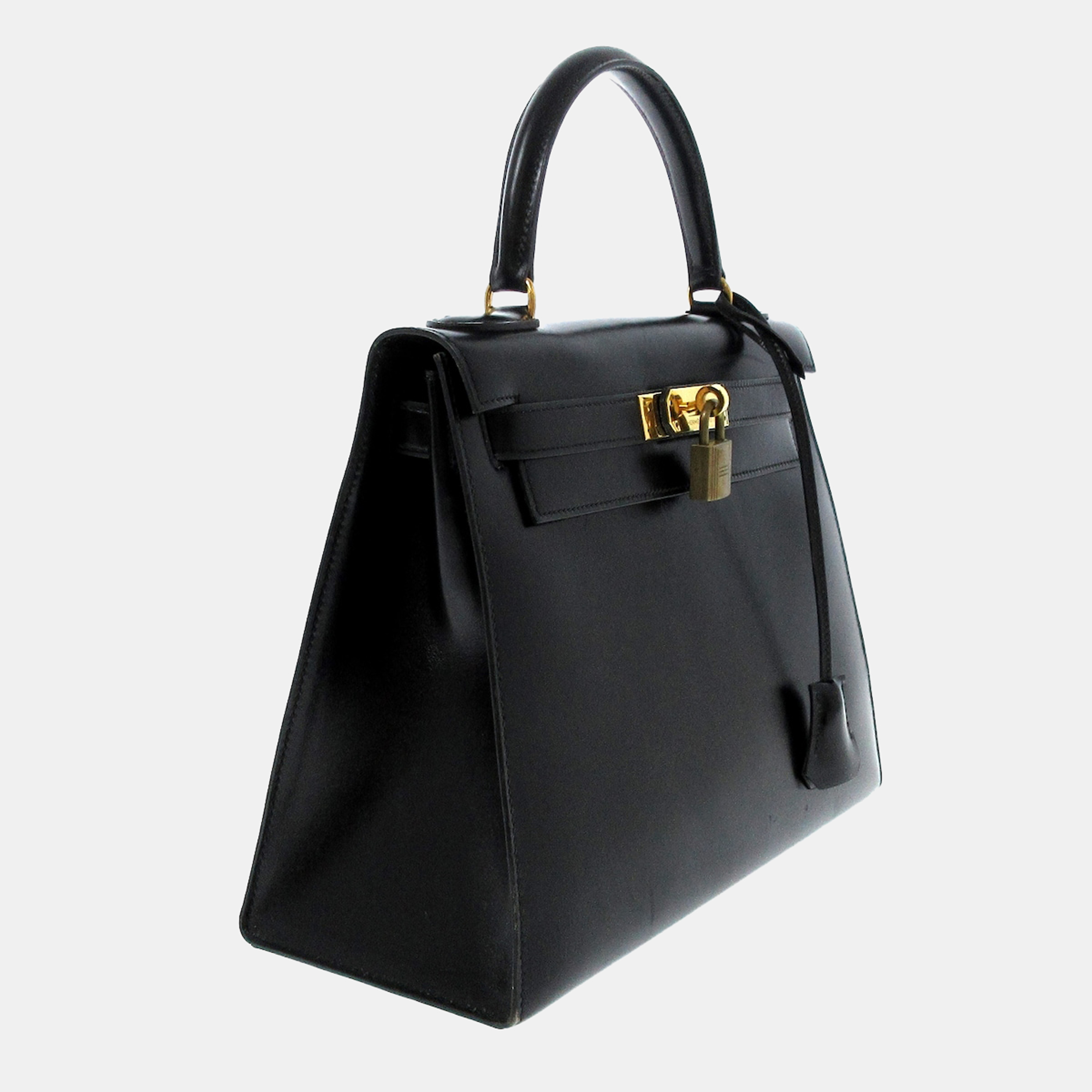 

Hermes Black Box Calf Leather Gold Hardware Kelly 28 Sellier Bag