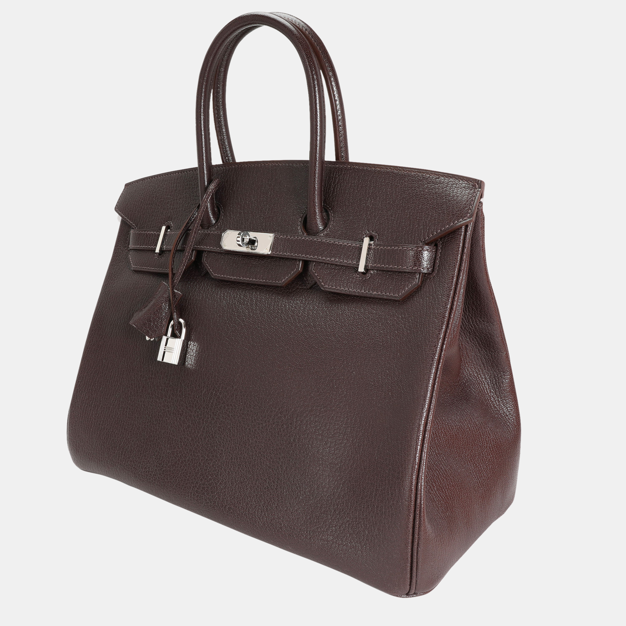 

Hermes Chocolat Chevre De Coromandel Birkin 35 PHW, Brown