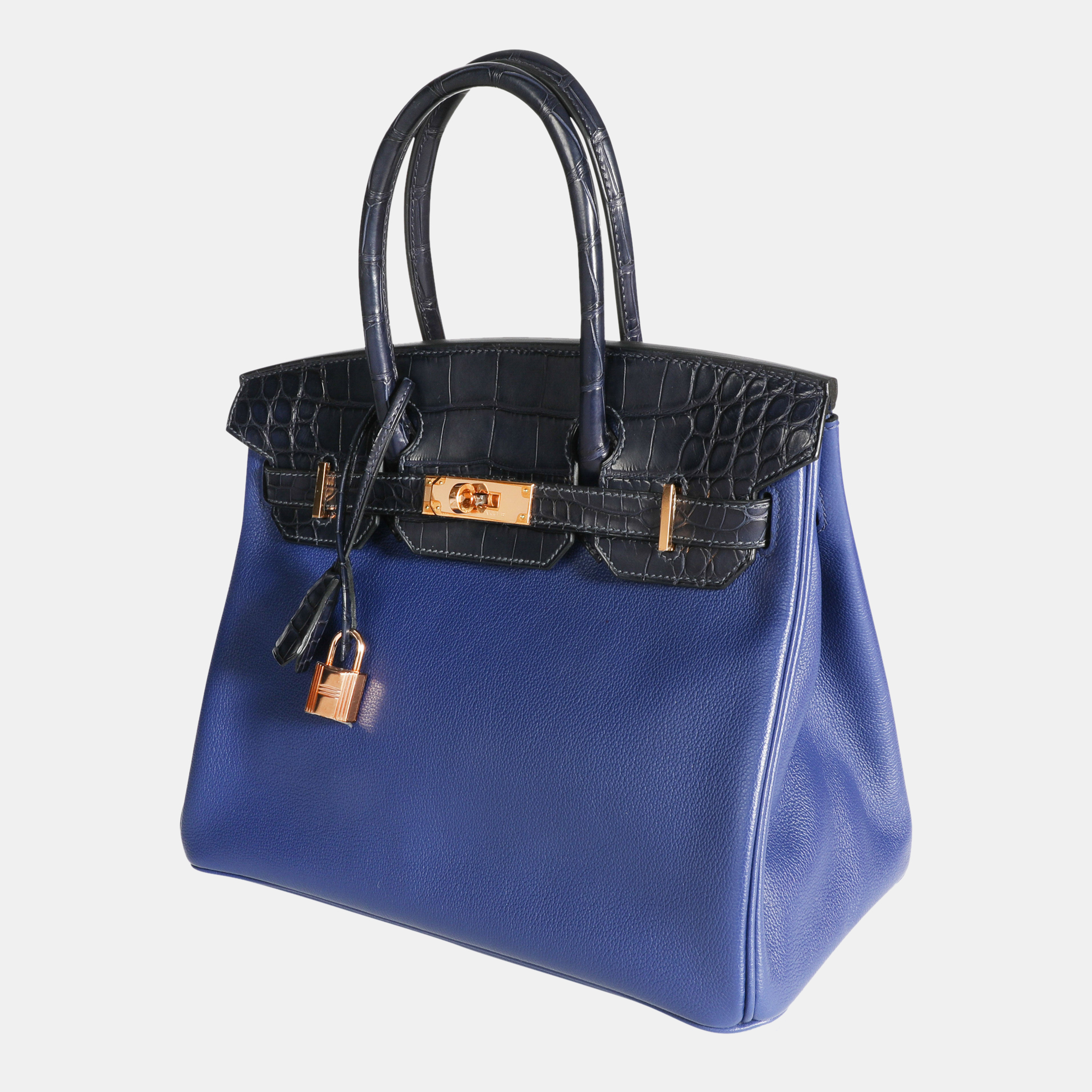 

Hermes Bleu Marine Matte Alligator & Bleu Saphir Novillo Touch Birkin 30 RGHW, Blue