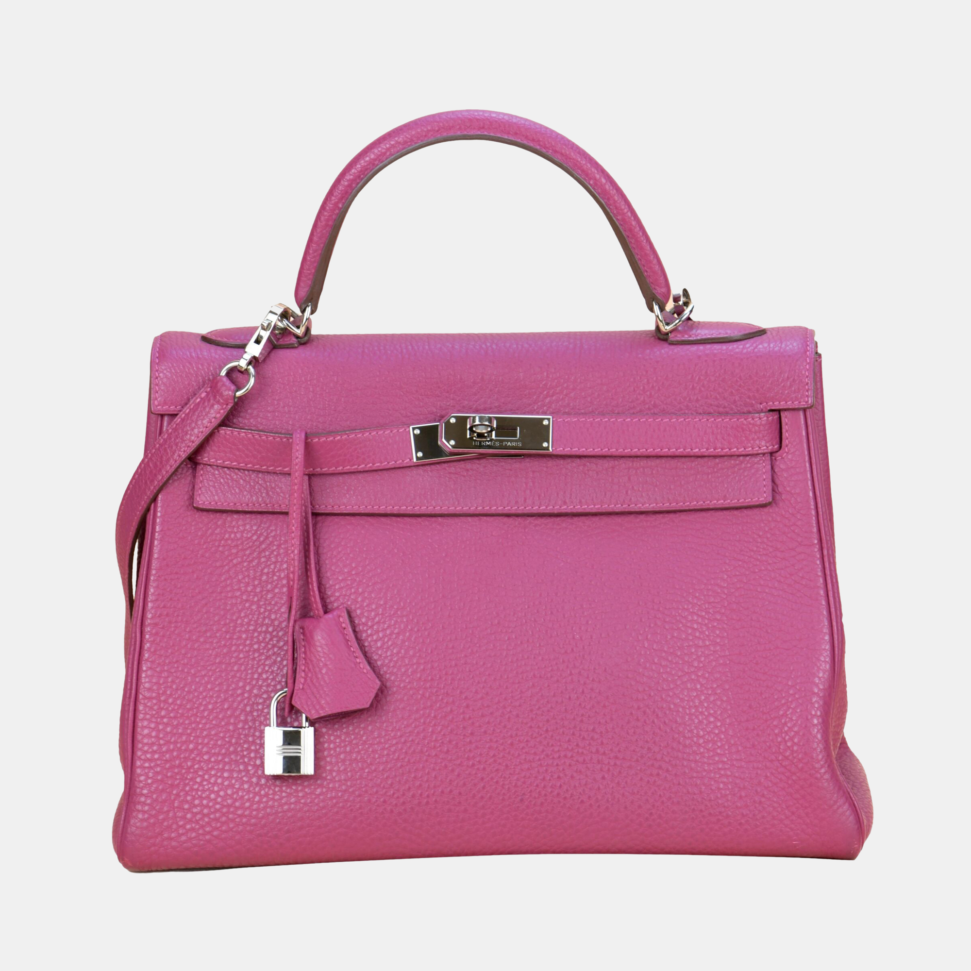 Pre-owned Hermes Kelly 32 Tosca Togo Leather With Palladium Hardware In Pink