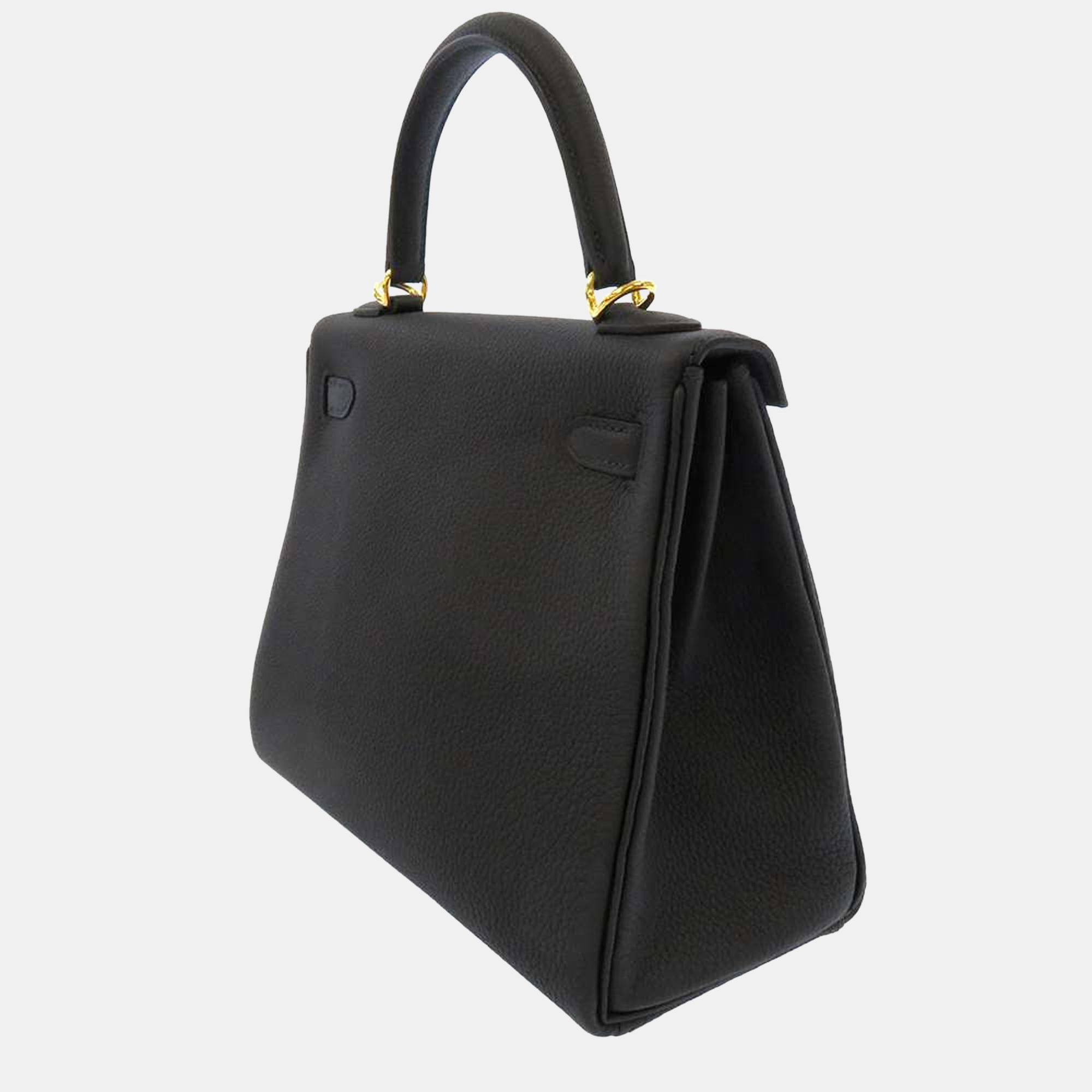 

Hermes Black Togo Leather Gold Hardware Kelly 25 Retourne Top Handle Bag