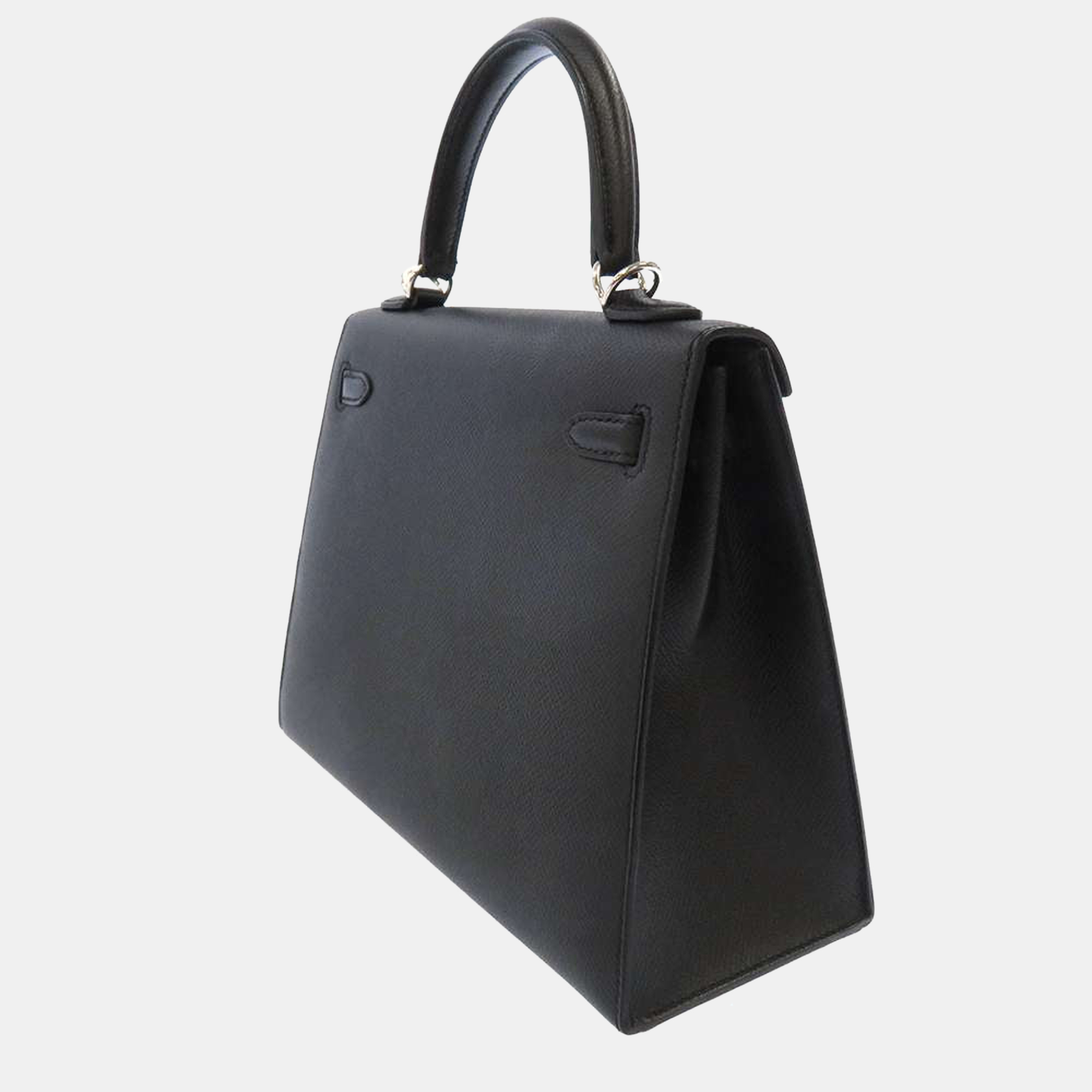 

Hermes Black Epsom Leather Palladium Hardware Kelly Sellier 25 Top Handle Bag