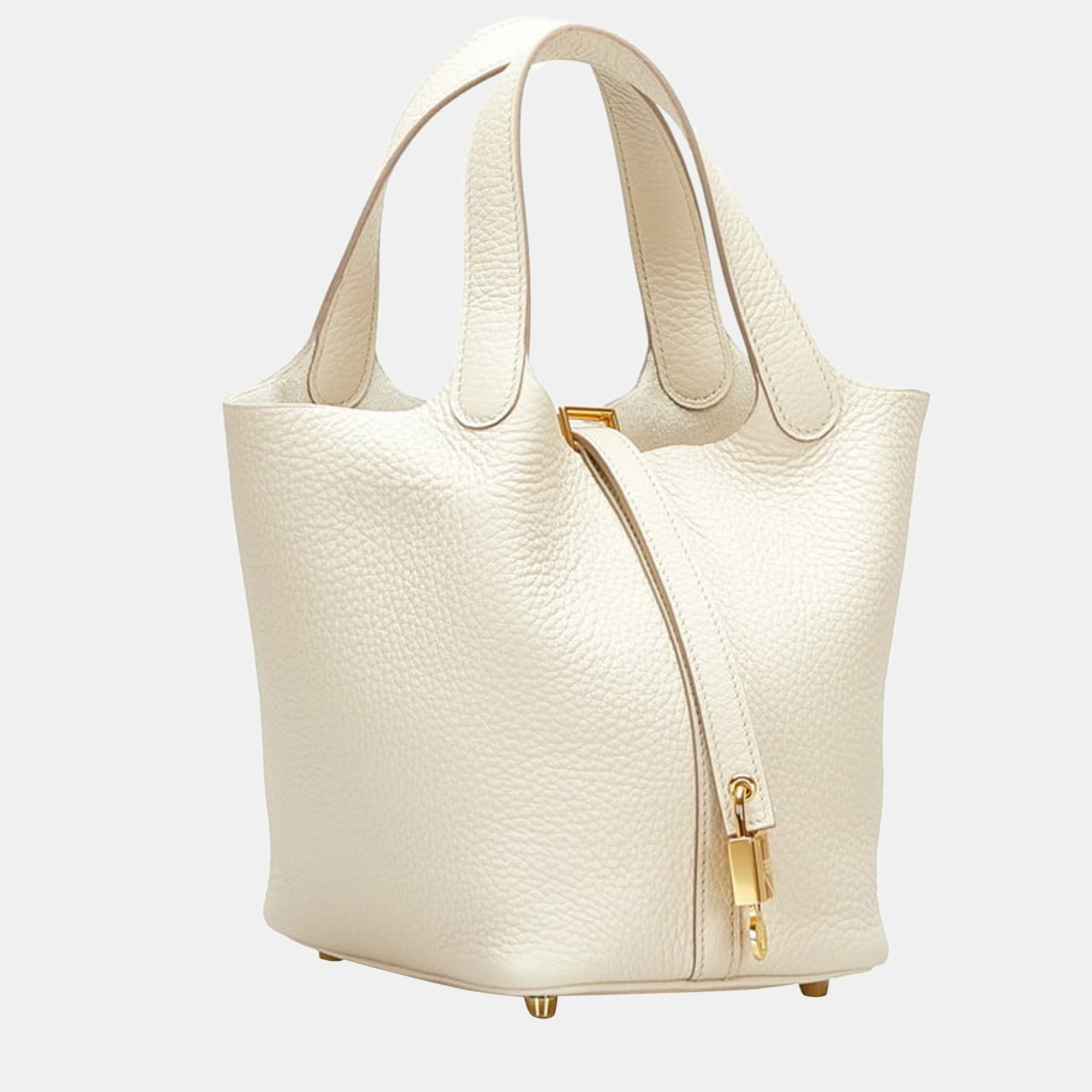 

Hermes Picotin Lock PM Handbag Beton Taurillon Clemence Women's, Cream