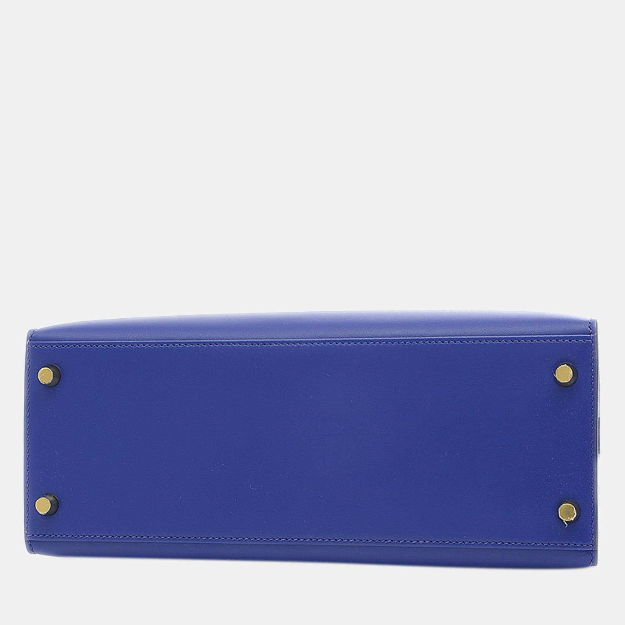 

Hermes Kelly 28 Outer sewing tadelakt blue electric handbag Gold metal fittings D stamp